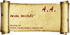 Anda Anikó névjegykártya