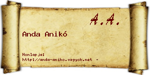 Anda Anikó névjegykártya